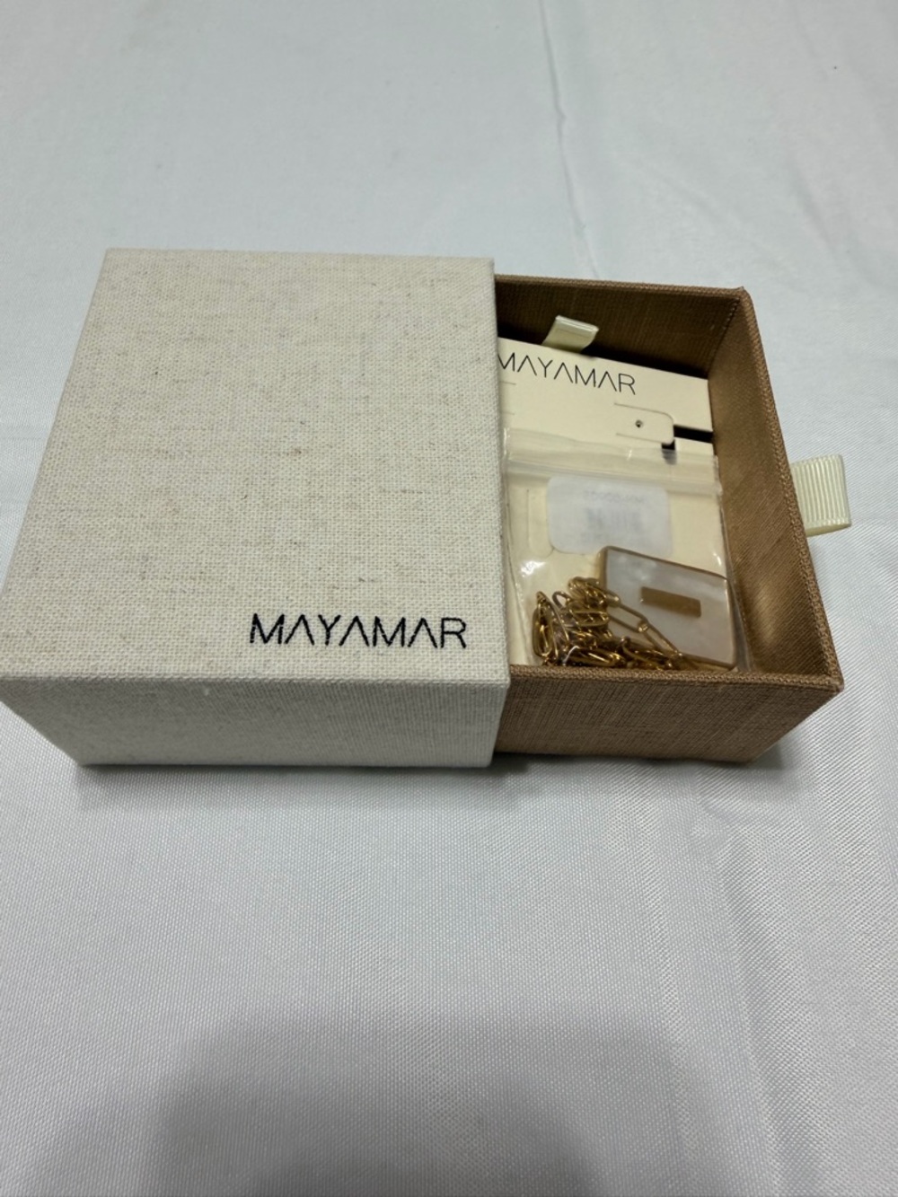 Gold & Mother-of-Pearl Rectangular Pendant Necklace - Initial I Accent - Picture 4 of 4